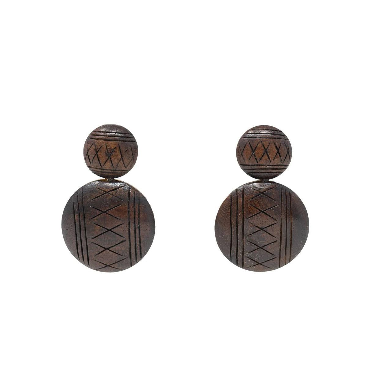 Women's Wooden Button Earrings