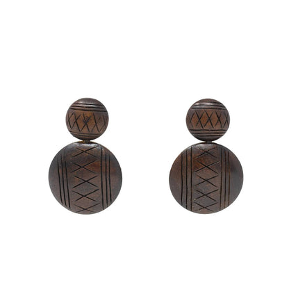 Women's Wooden Button Earrings