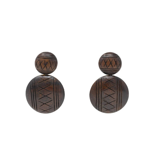 Women's Wooden Button Earrings