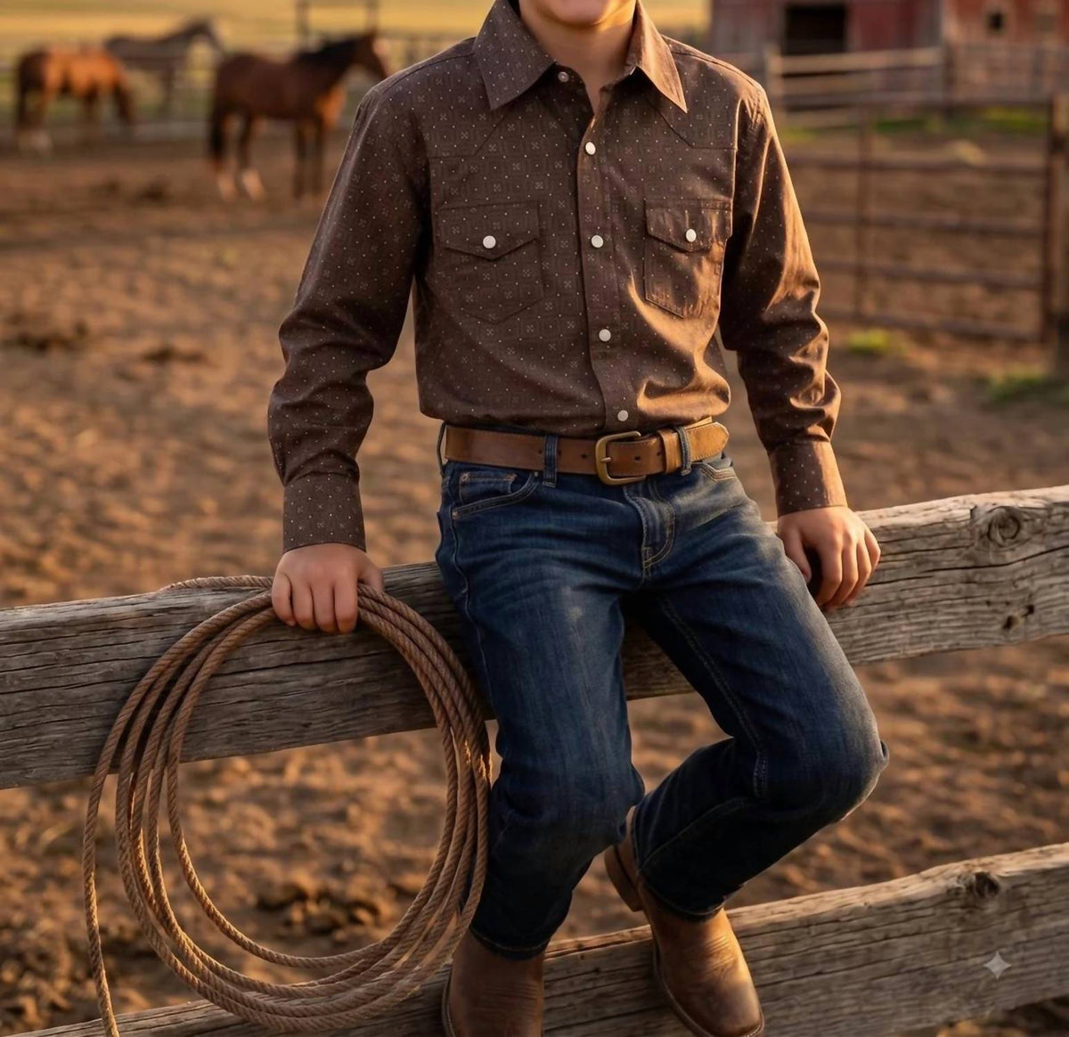Boys' Western Snap Shirt with Stretch