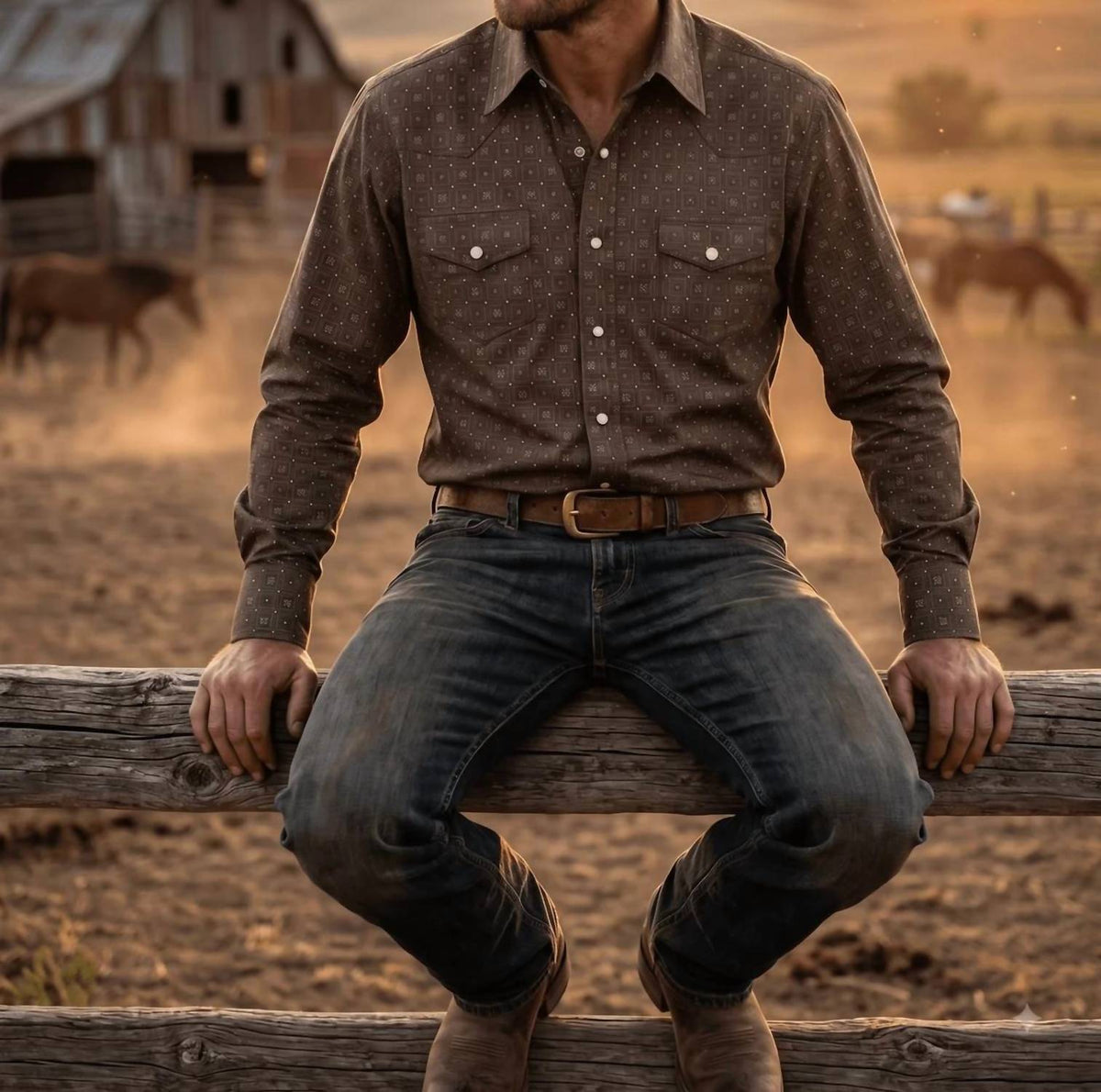 Men's Western Snap Shirt with Stretch