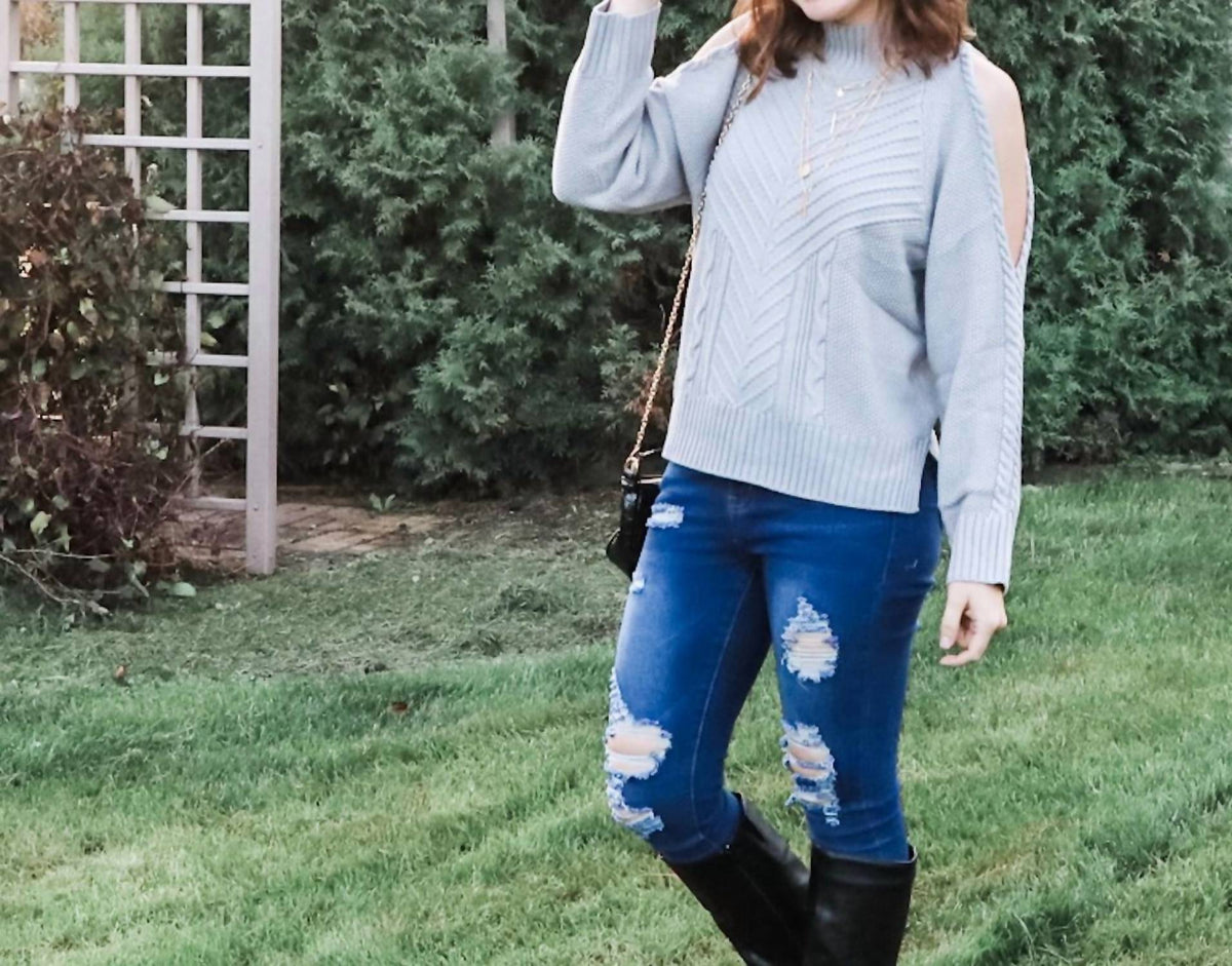 Cold Shoulder Knit Sweater