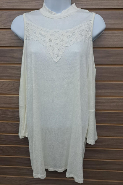 Women's Cold Shoulder With Lace High Neck