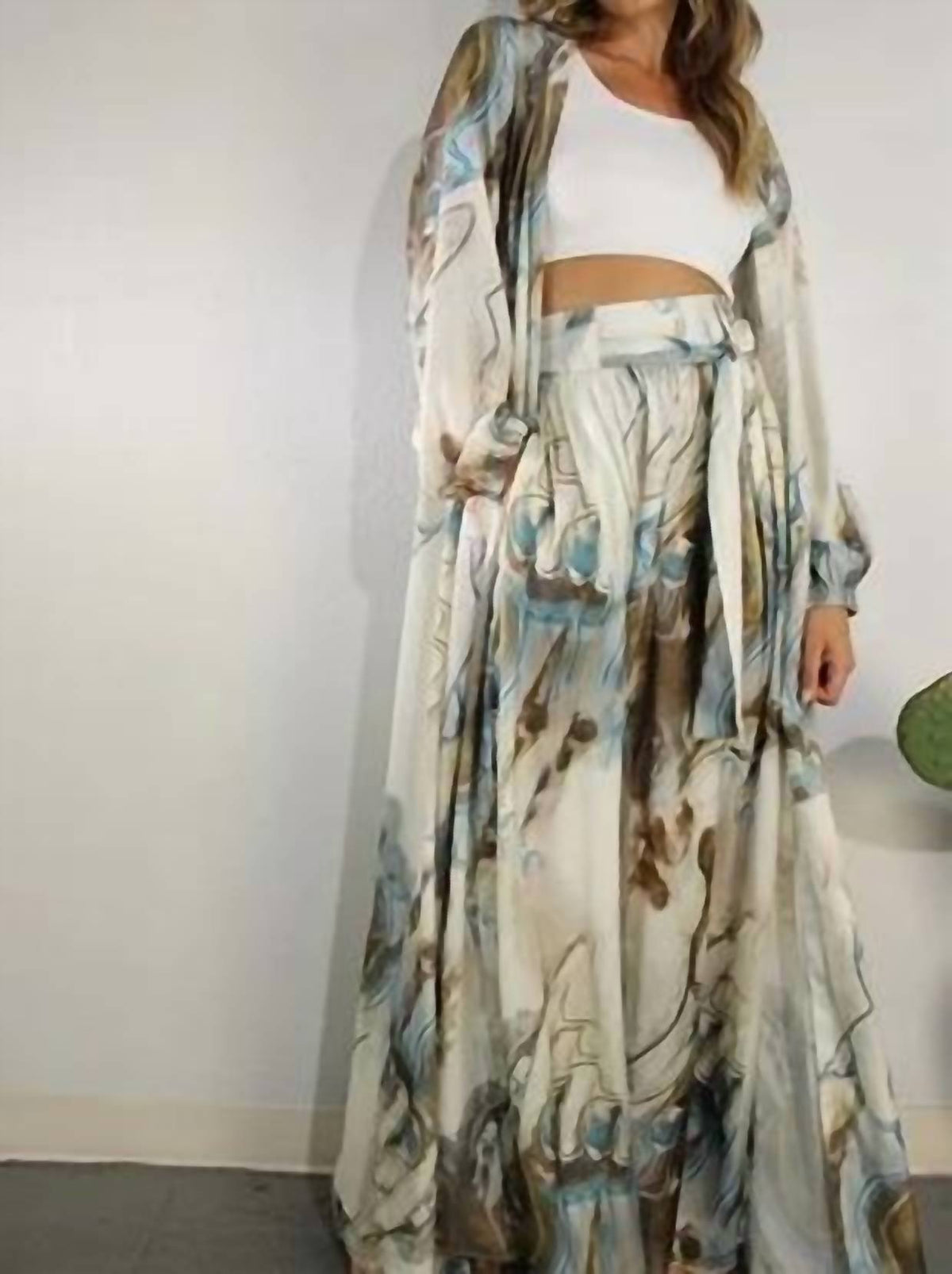 Flowy Top And Wide Leg Pants Set