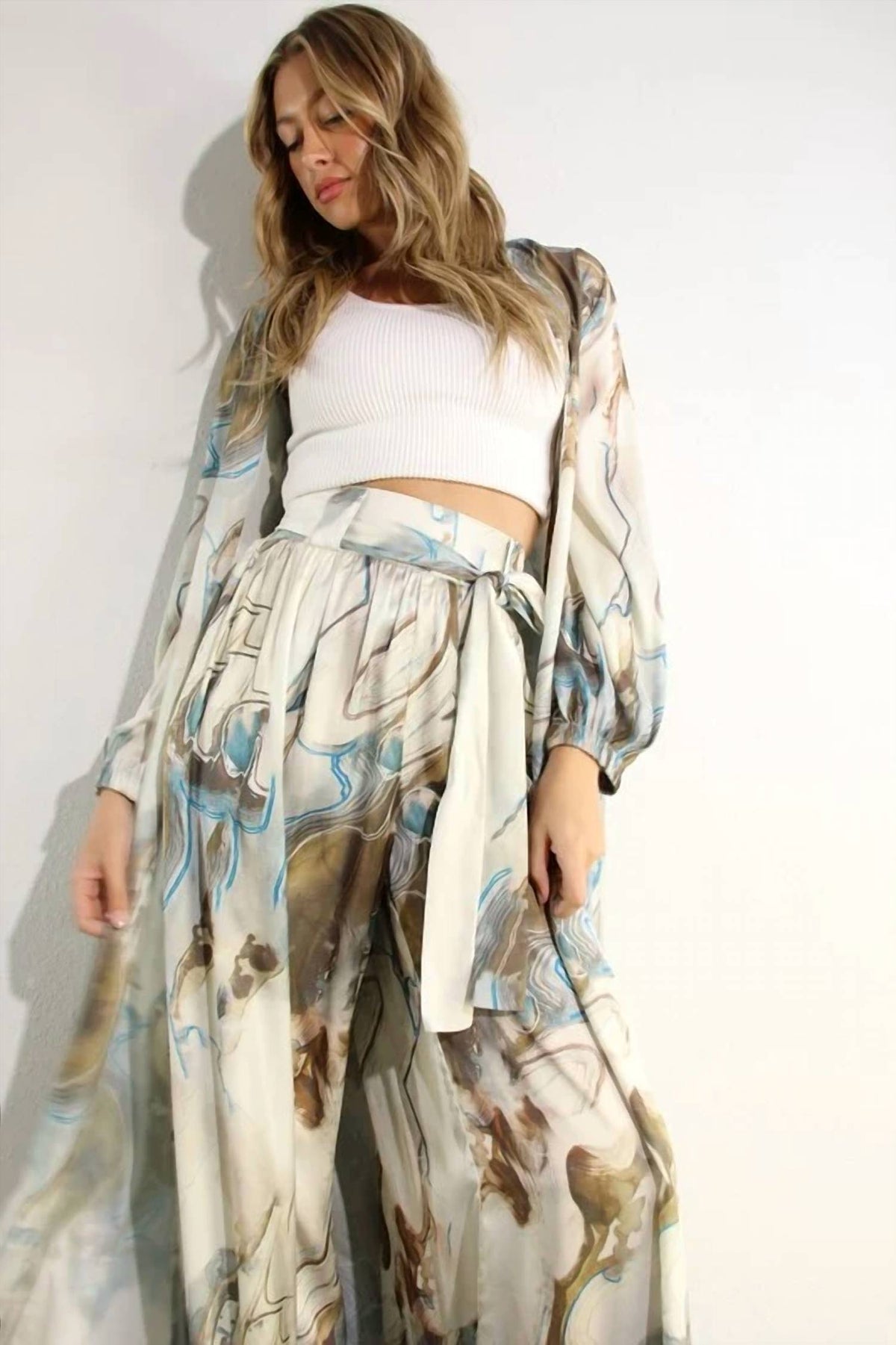 Flowy Top And Wide Leg Pants Set