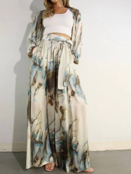 Printed Cardigan & Pants Set