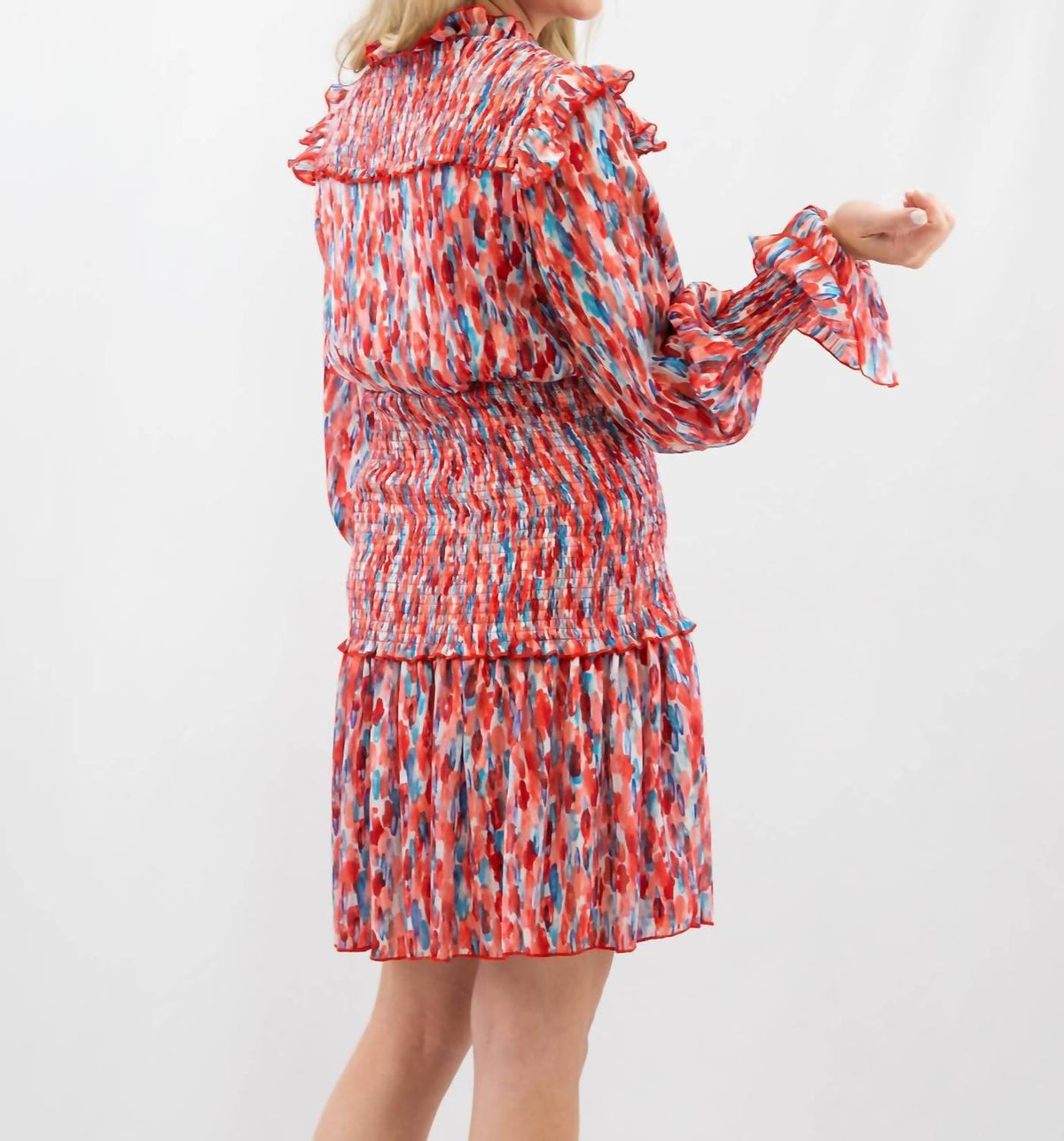 Smocked Ruffle Mini Dress