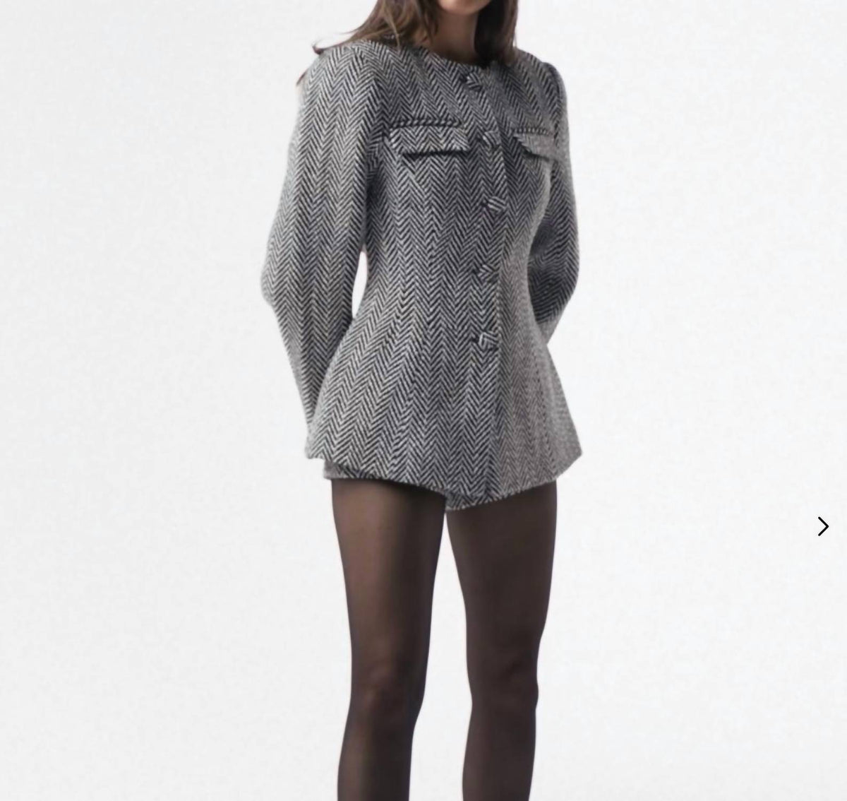 Chevron Flared Hem Blazer