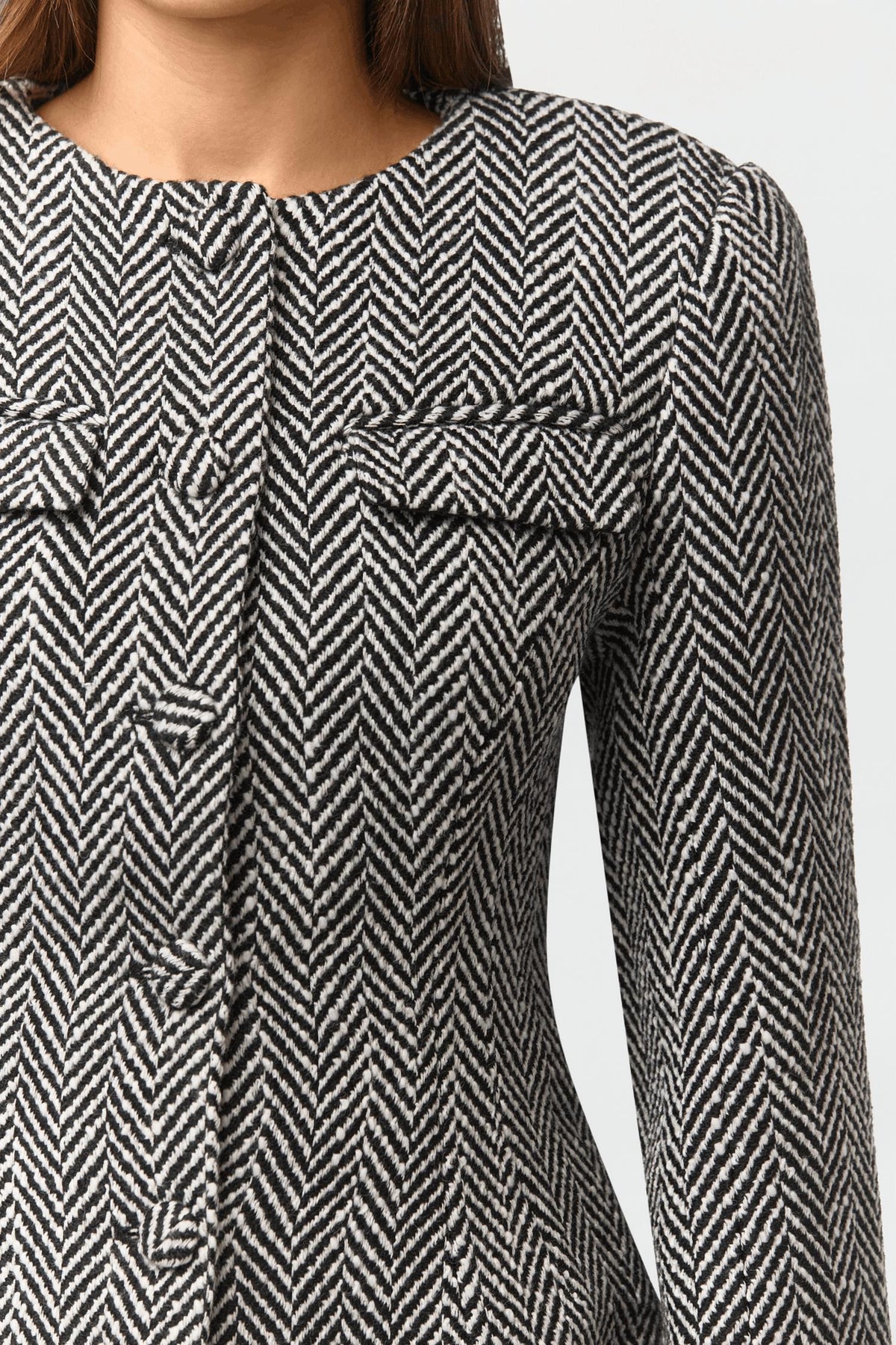 Chevron Flared Hem Blazer