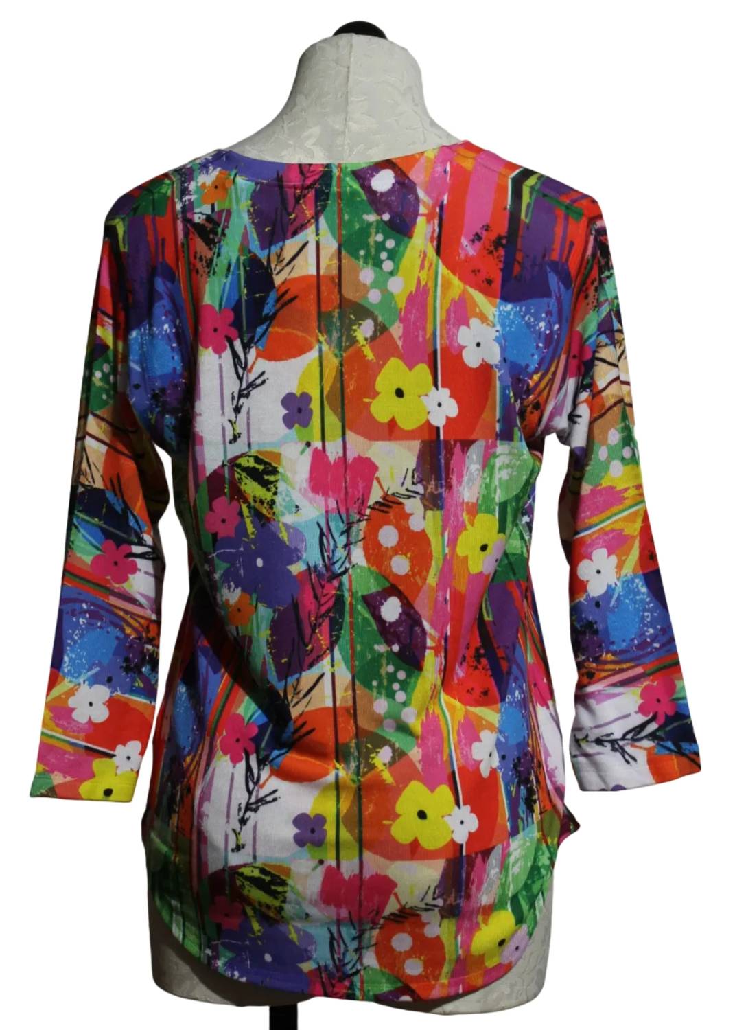 Women's Striped Floral V Neck Top