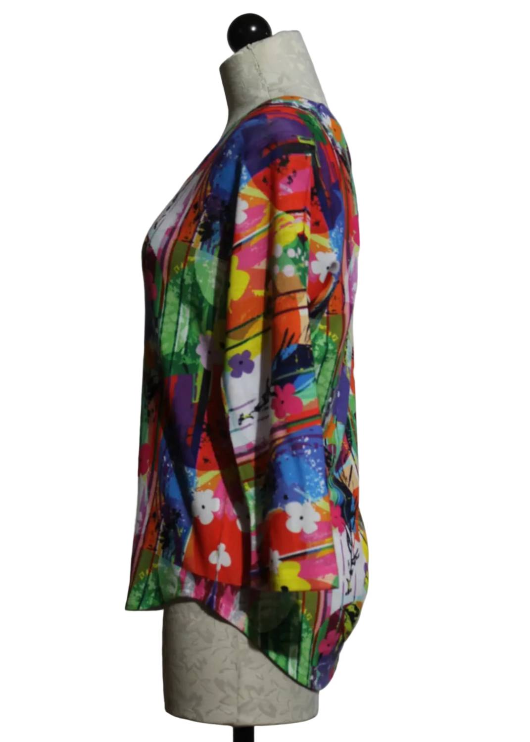 Women's Striped Floral V Neck Top