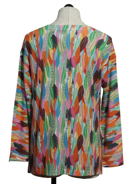Women's V Neck Leaf Print Top