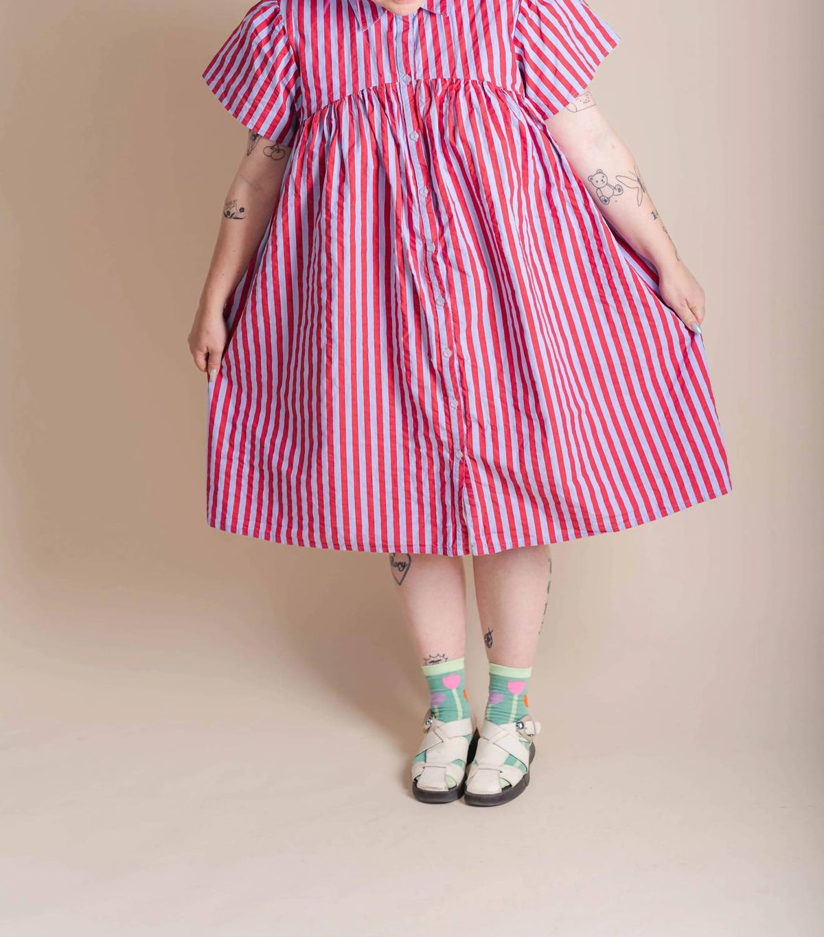 Button Mushroom Midi Dress