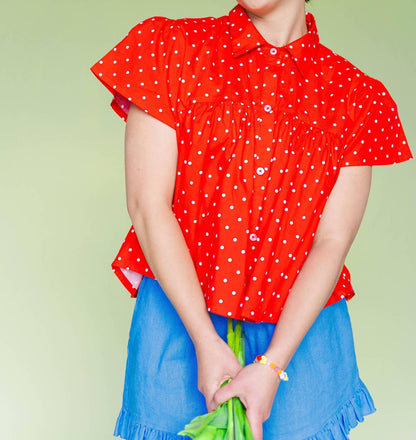 Short Puff Sleeves Mushroom Top