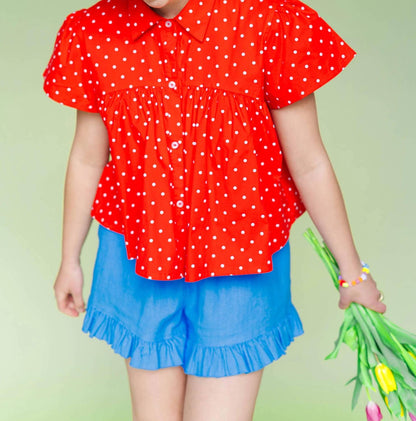 Short Puff Sleeves Mushroom Top