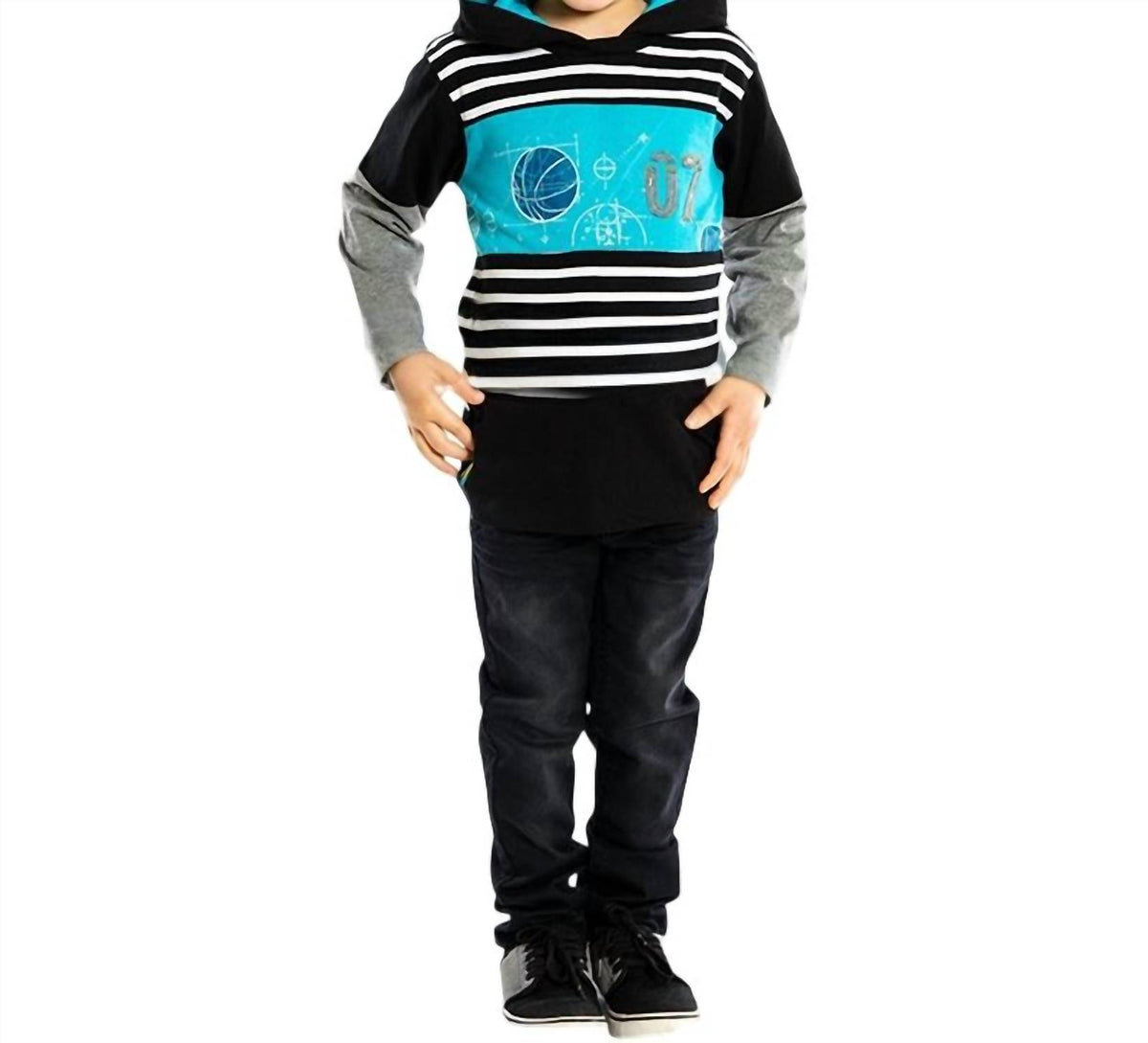 Kids Stripe Pullover Graphic Hoodie