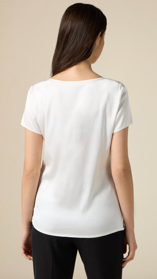 Short Sleeve Satin Blouse