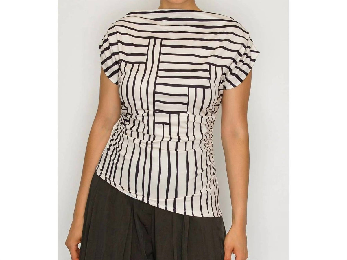 Geo Stripe Draped Top