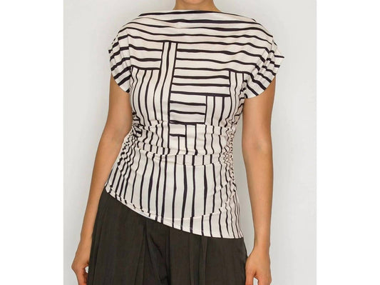 Geo Stripe Draped Top