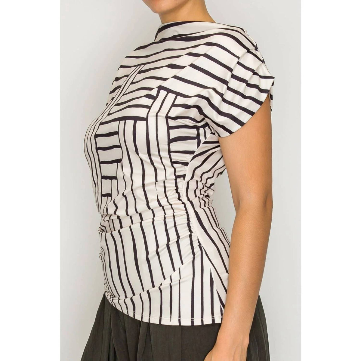 Geo Stripe Draped Top