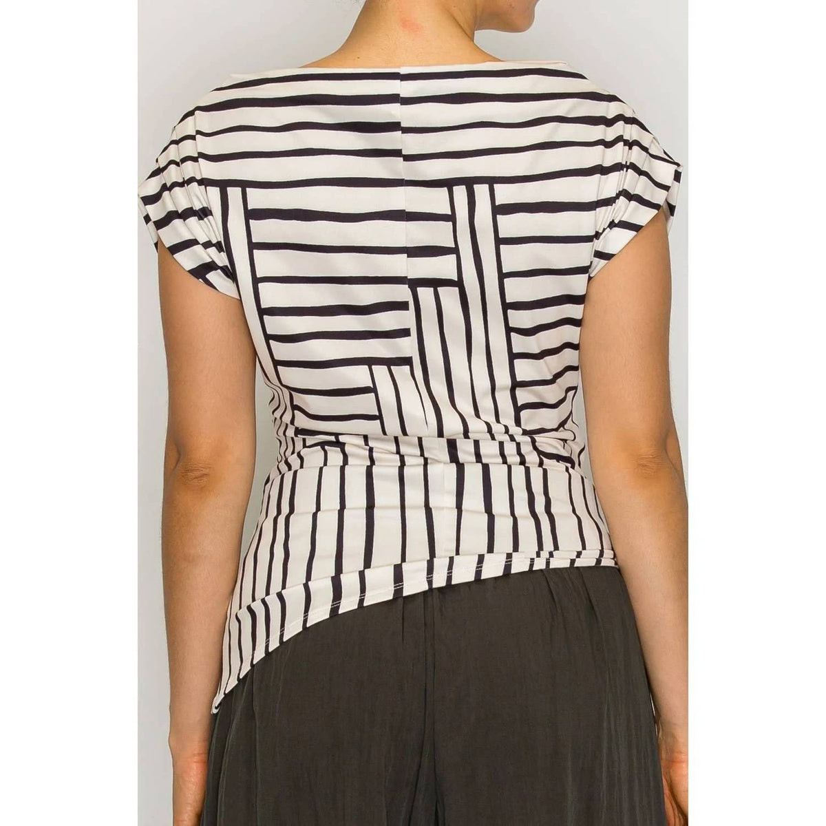 Geo Stripe Draped Top