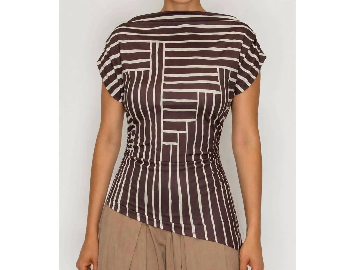 Geo Stripe Draped Top