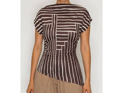 Geo Stripe Draped Top