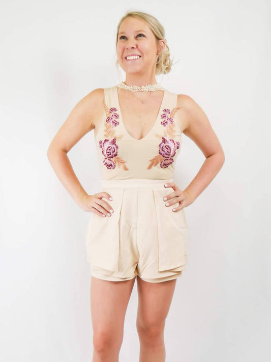 Sleeveless Romper With Florals