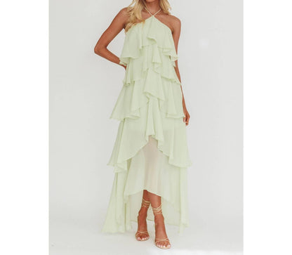 Women's Halter Neck Ruffled Maxi Dress