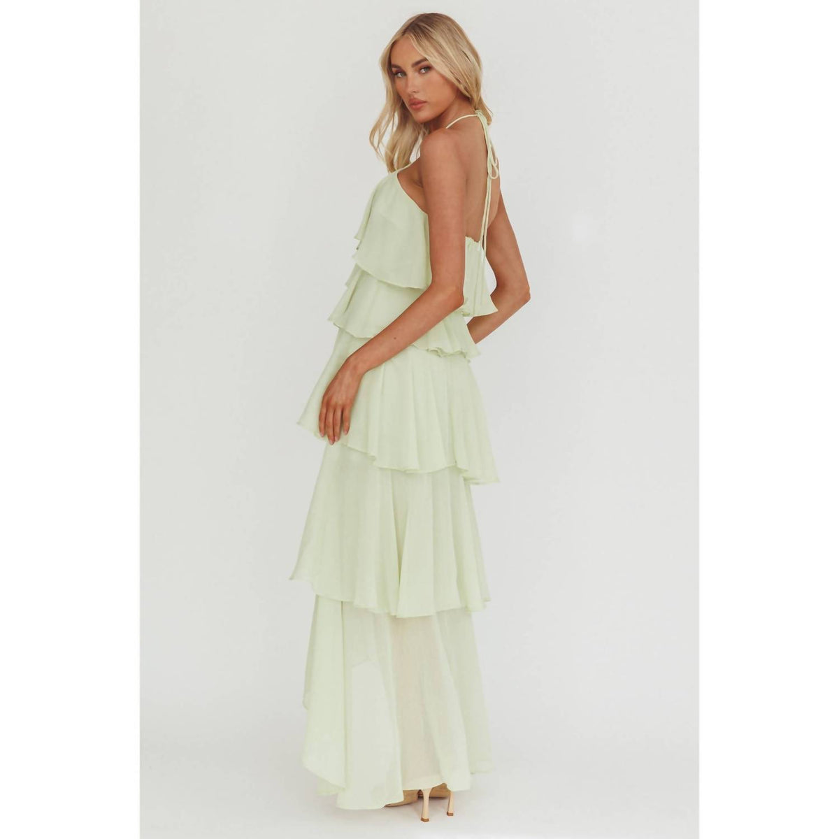 Women's Halter Neck Ruffled Maxi Dress