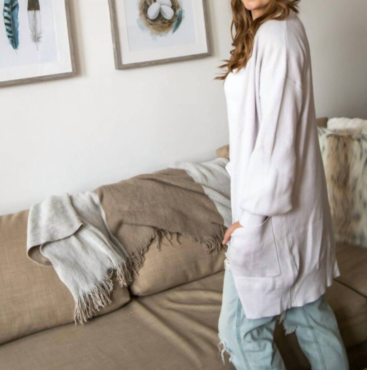 Open front poet sleeve cardigan
