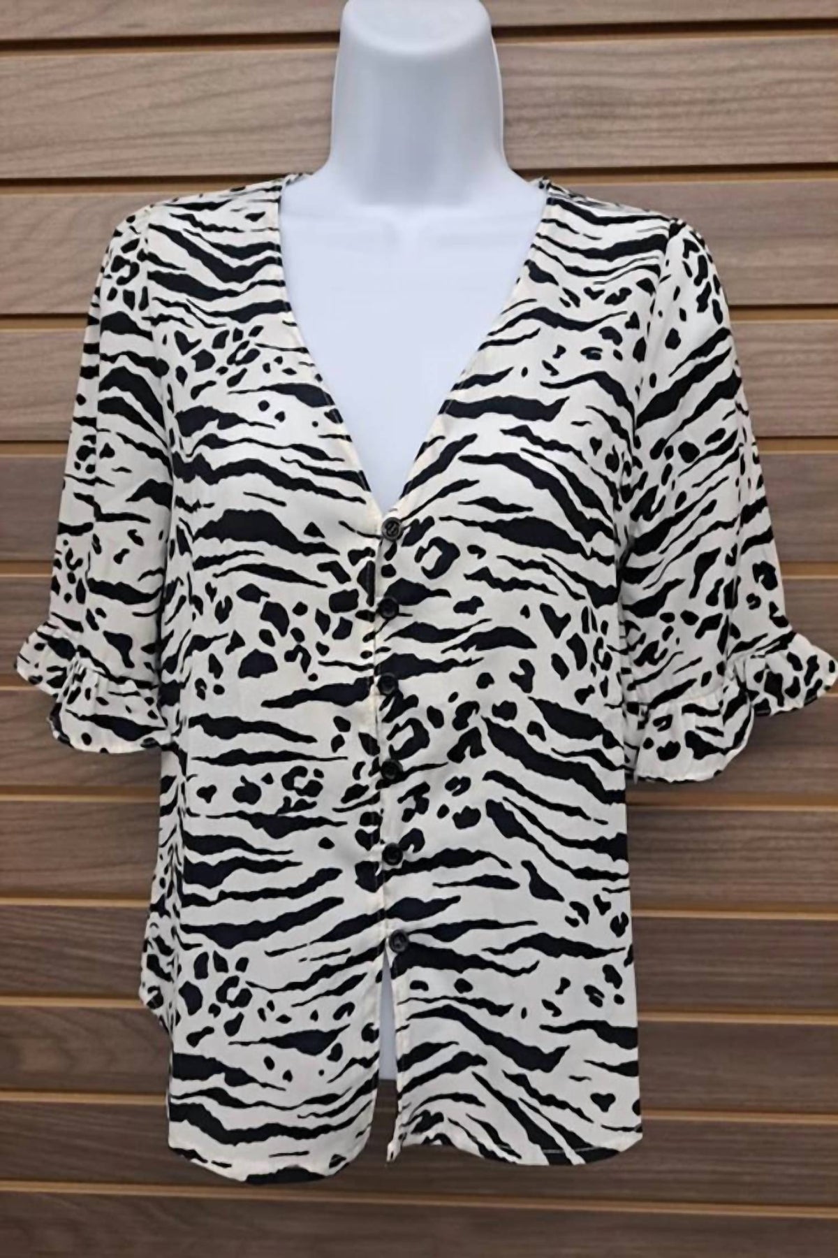 Ruffle Sleeve Tiger Print