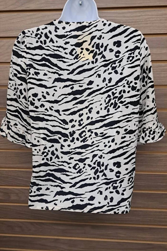 Ruffle Sleeve Tiger Print