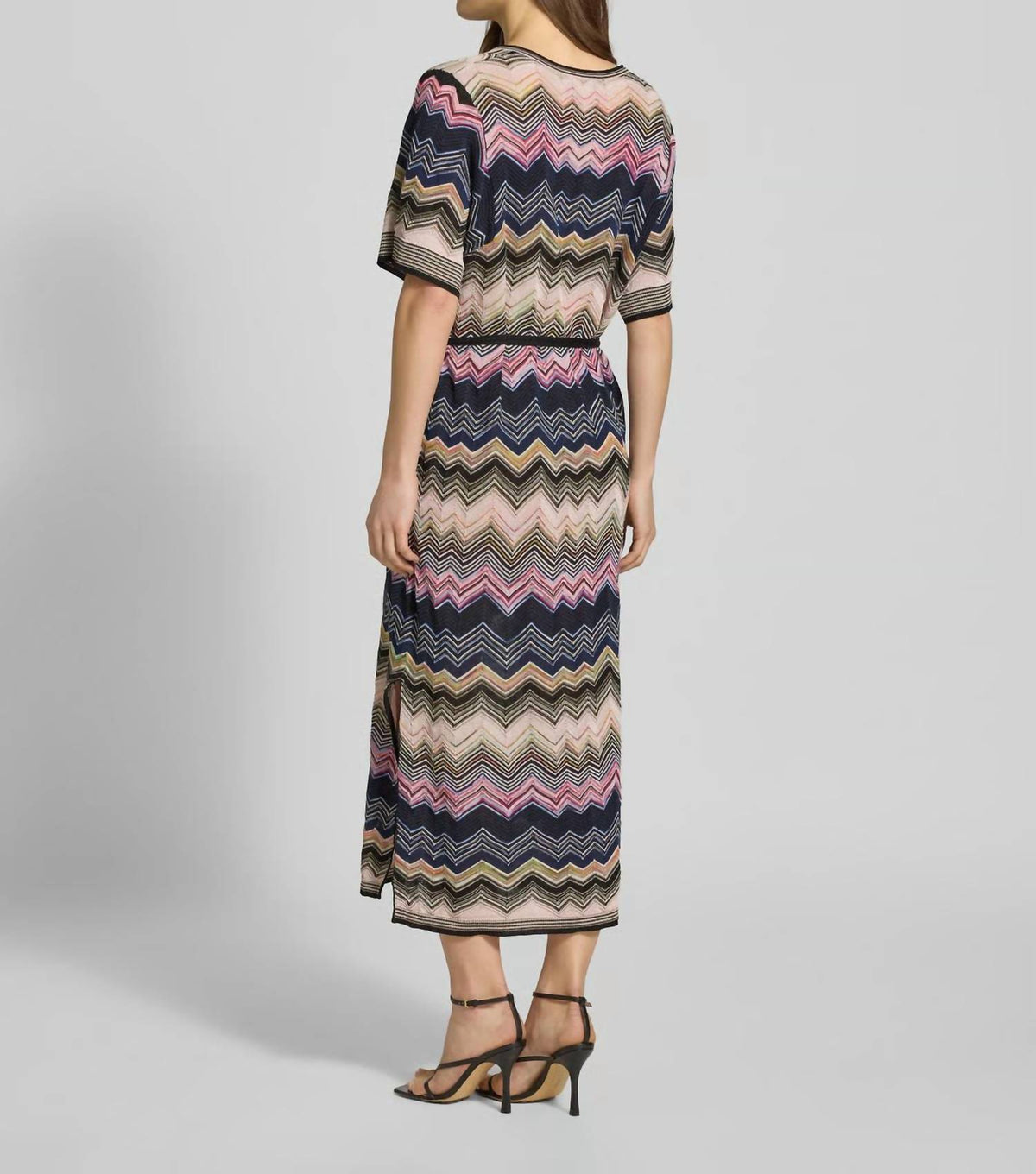 Knitted Zig Zag Print Midi Dress