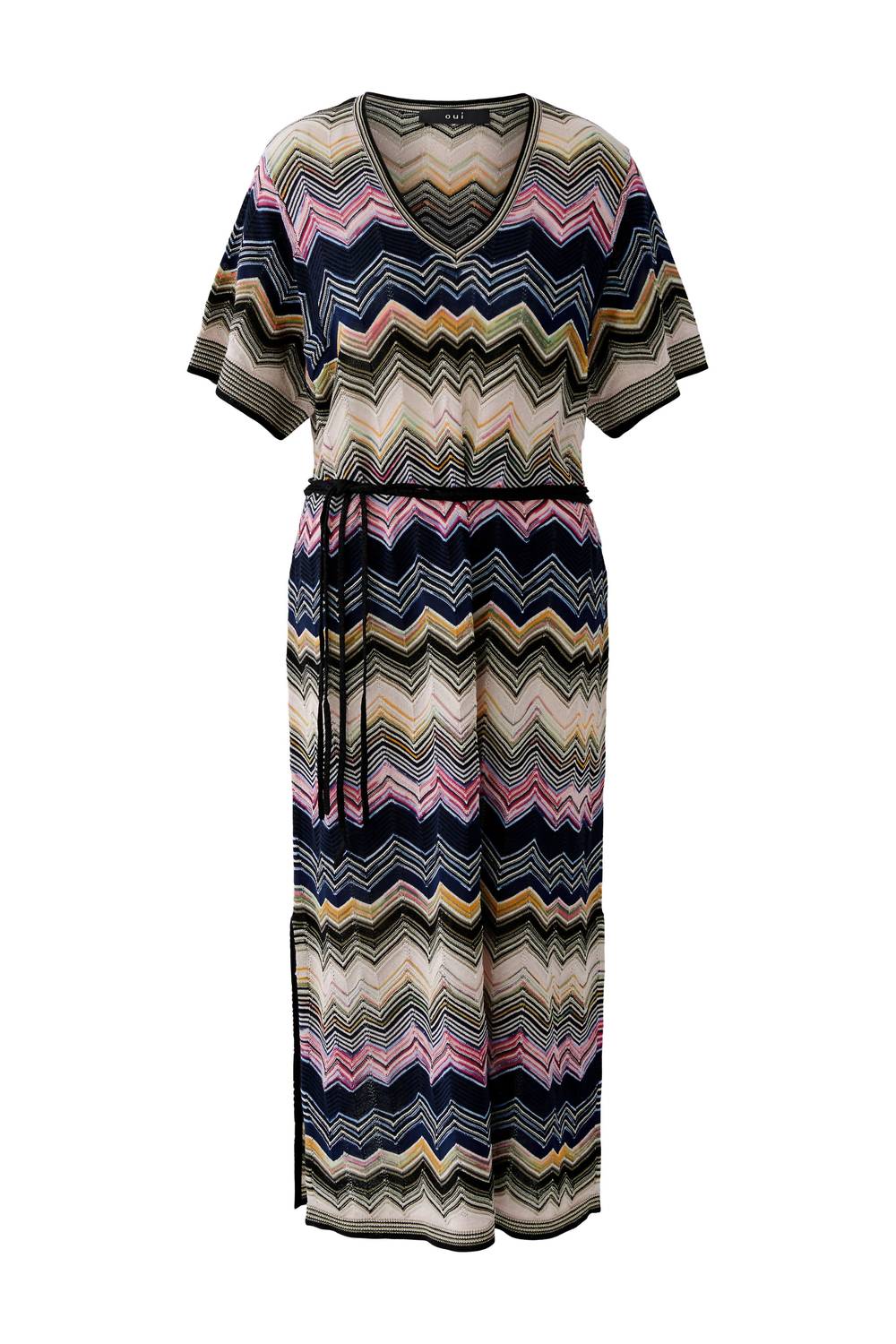 Knitted Zig Zag Print Midi Dress