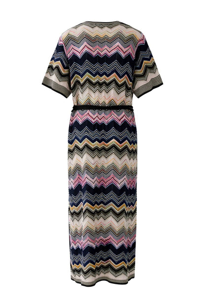 Knitted Zig Zag Print Midi Dress