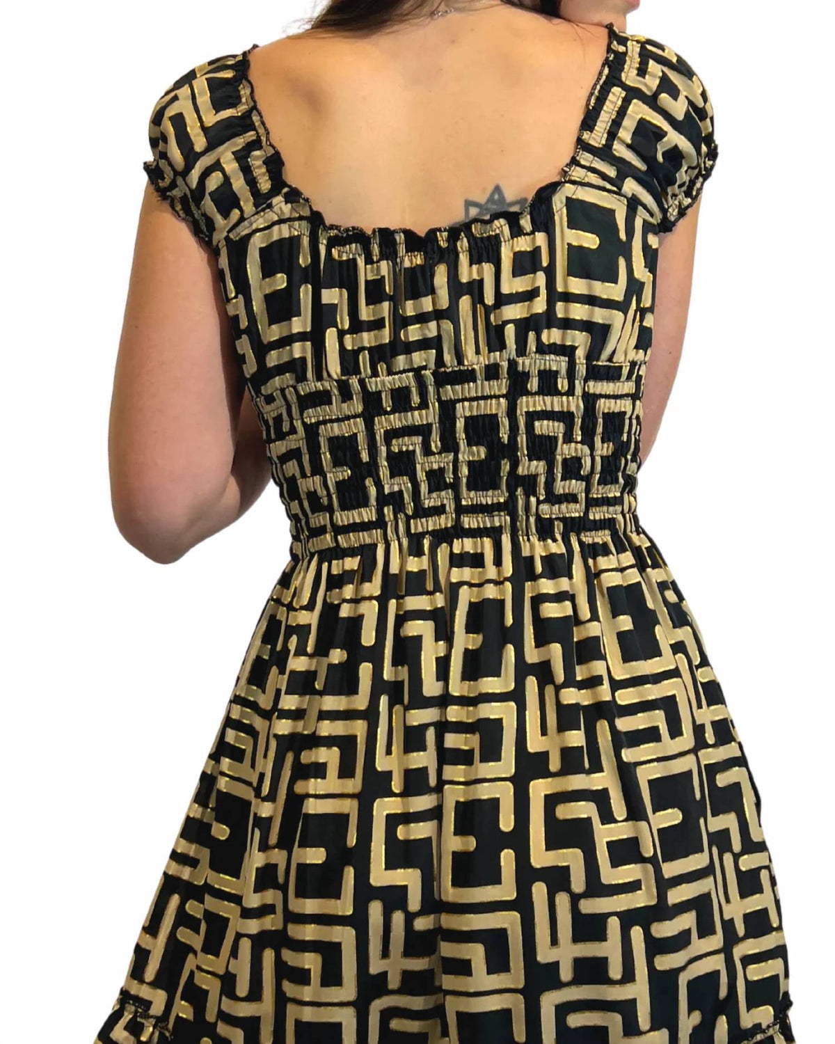 Smocked Sleeve Short Dress
