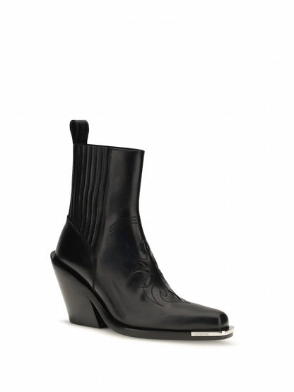 paco rabanne Pre-loved Women's Leather Cowboy Ankle Boots in Black - view 2