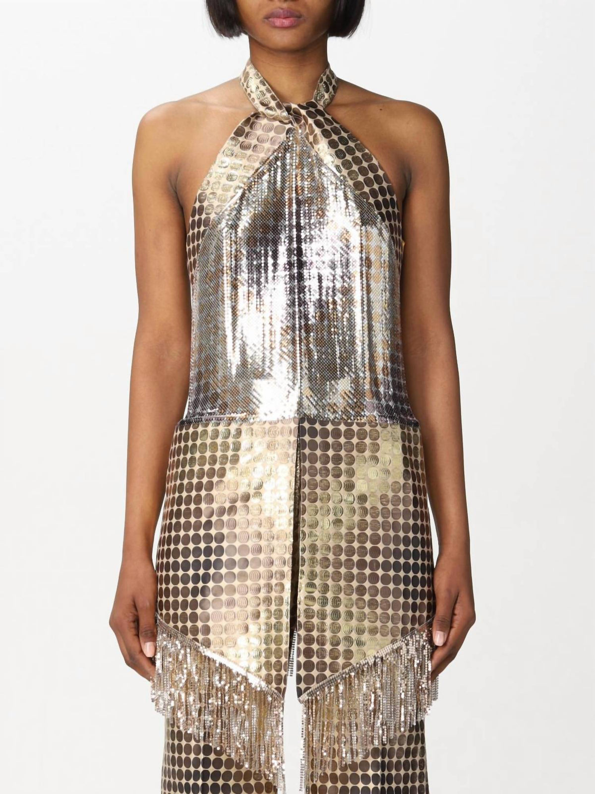 Printed Mesh Halter Top