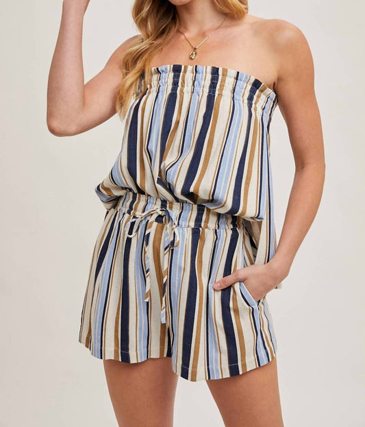 Striped Smocked Shorts Set