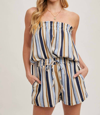 Striped Smocked Shorts Set