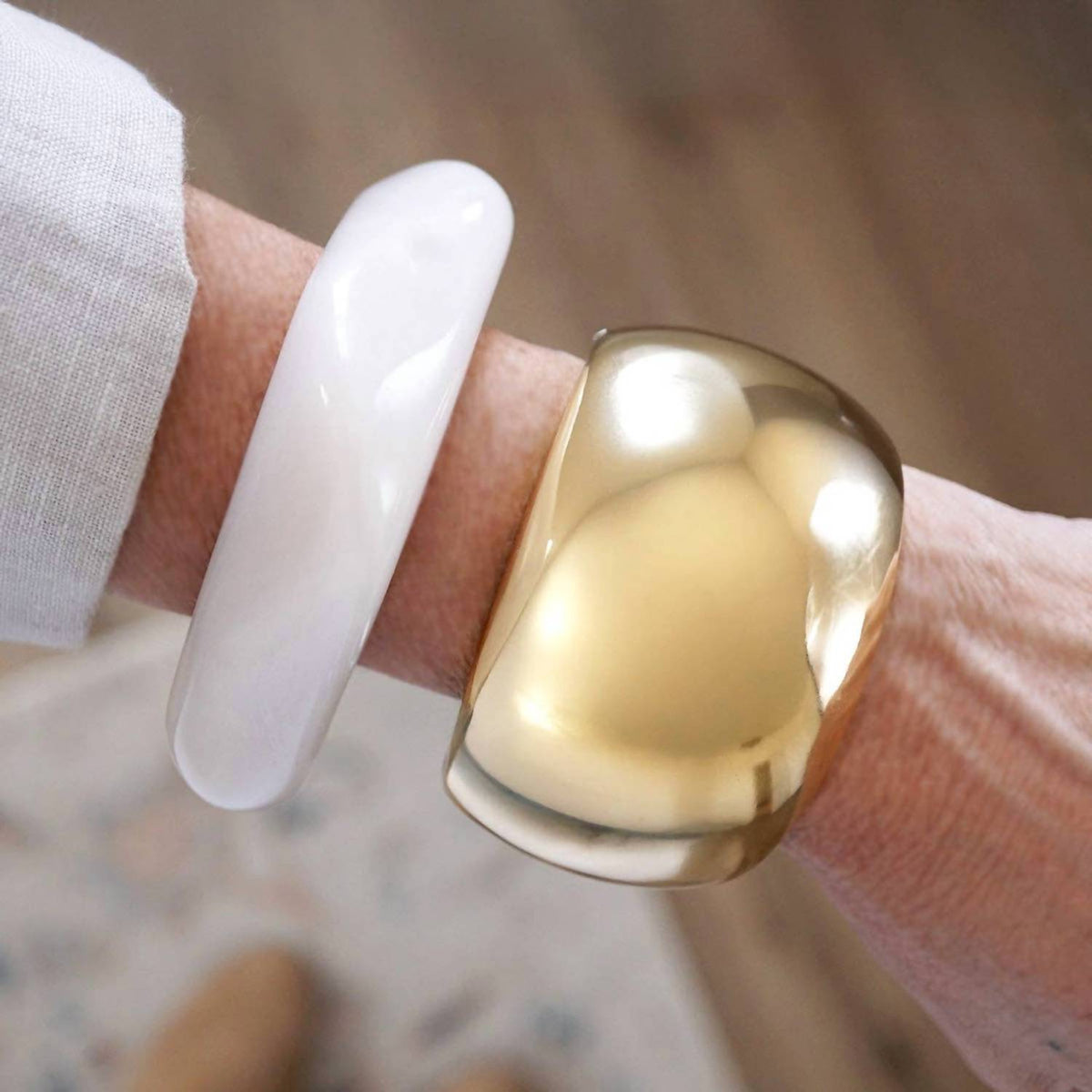 Women's Golden Horizon Two-tone Sculptural Cuff Bracelet