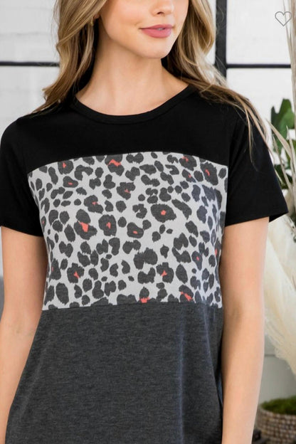 Leopard Stripe Short Sleeved