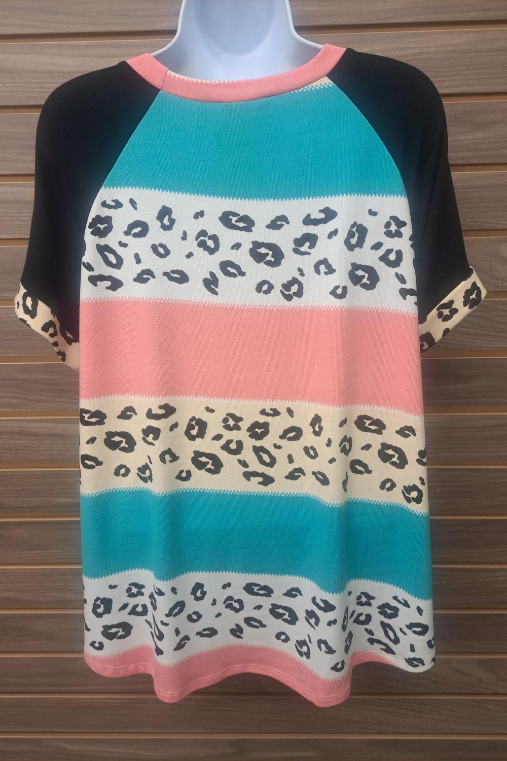 Women's Leopard Multi Color Flowy Short Sleeve
