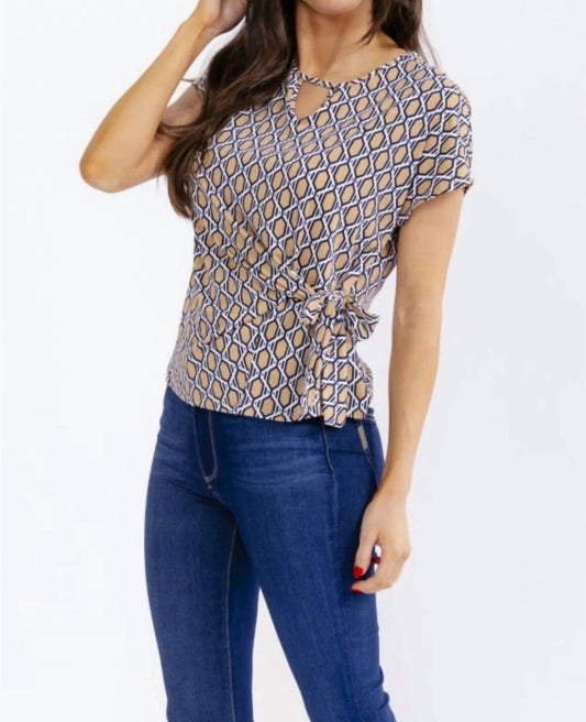 Geo Print Side Tie Top