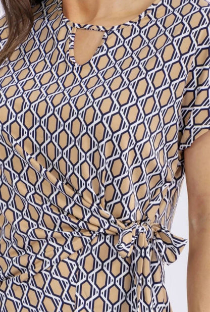 Geo Print Side Tie Top