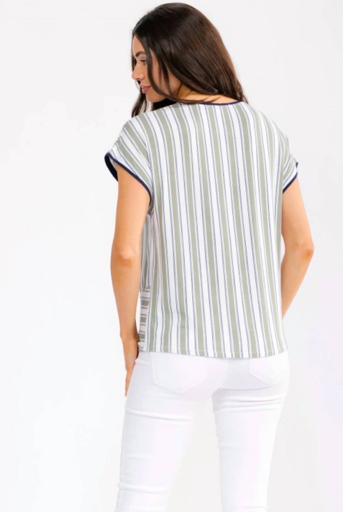 Stripe Short Sleeve Side Tie Top
