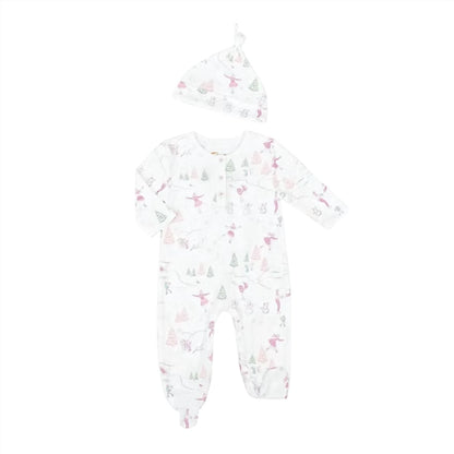 Baby's Ice-skating Snowmen Pima + Hat Onesie
