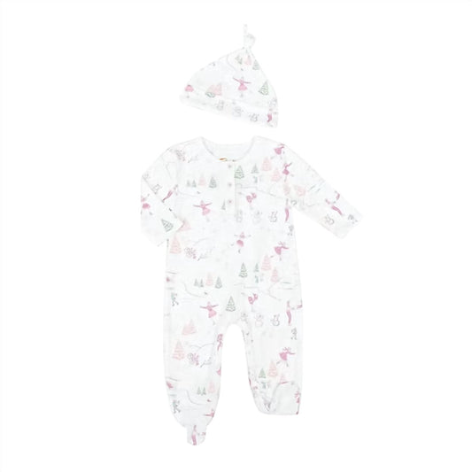 Baby's Ice-skating Snowmen Pima + Hat Onesie