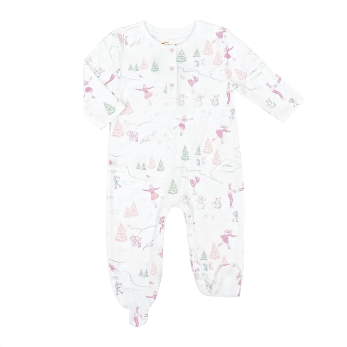 Baby's Ice-skating Snowmen Pima + Hat Onesie